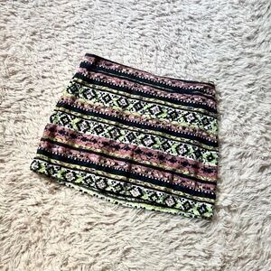 Hollister Tribal Boho Colorful Vivid Lace Mini Skirt Womens L Festival Hipster